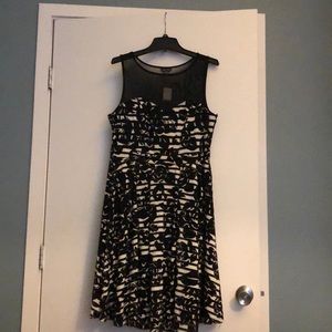 Illusion top dress with black and white pattern
